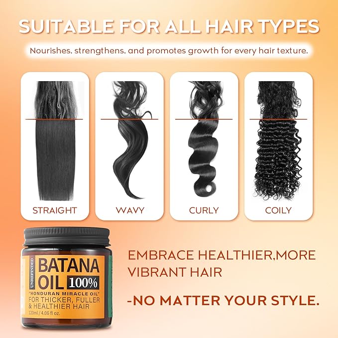 Batana Oil for Hair Growth Dr Sebi, 100% Raw Organic Batana Hair Mask from Honduras, Wild Growth Hair Oil, Scalp Oil Promotes Hair Thickness, Prevents Loss for Men & Women, 4.06 fl oz