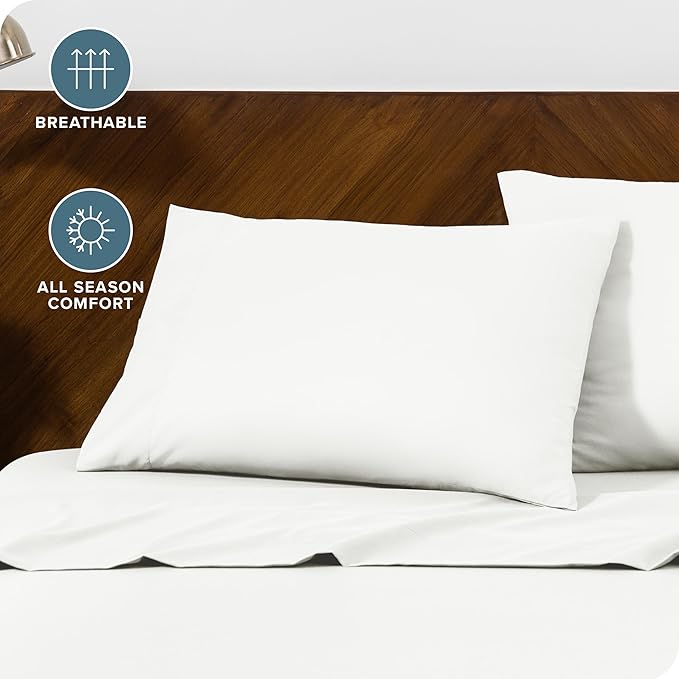 Bare Home Microfiber Pillow Cases - Queen Size Set of 2 - Cooling Pillowcases - Double Brushed - Easy Care - Envelope Closure (Queen Pillowcase Set of 2, Cream)