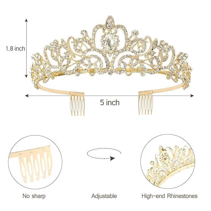 Princess Crowns Tiara for Girls, Birthday Sash for Party Decorations Supplies, Gifts for Girls Happy Birthday Party Favors Accessories