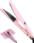 LANDOT 2-in-1 Hair Straightener and Curler - Upgrade Twist Flat Curling Iron for Sleek Straight, Bouncy Curls, Beach Waves, Tourmaline Ceramic, Dual Voltage, Adjust Temp 250-450°F for All Hair Types