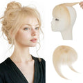 Hairro Clip On Bangs Human Hair Bangs Hair Clip In Bangs 3D 360°Cover Topper With Bangs Wispy Air Bangs Hair Pieces Fake Bangs For Women 8 Inches 10g #613 Light Blonde