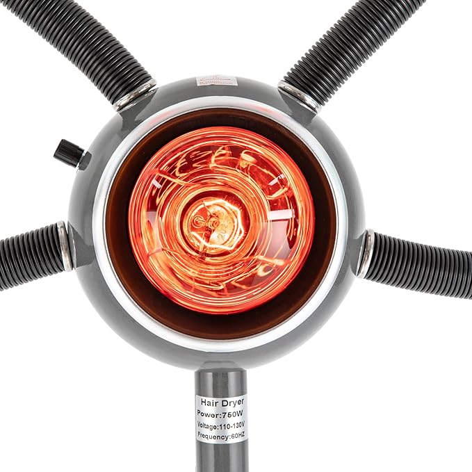 5 Head Salon Hair Steamer, Professional Infrared Light Heat Therapy Red Lamp Salon Hair Steamer Hair Dryer Dyeing Perming Color Processor for Perms Oil Baking Styling Head Care