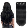 XDhair Black Clip in Hair Extensions Human Hair 100g 14Inch Black Clip in Hair Extensions 6Pcs Straight Real Hair for Women (#1,14Inch)