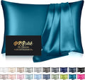 Mulberry Silk Pillow Cases King Size, Silk Pillowcase for Hair and Skin, Anti Acne Cooling Sleep Both Sides Natural Silk Satin Pillow Case Covers with Hidden Zipper, Gifts for Women Men, Teal