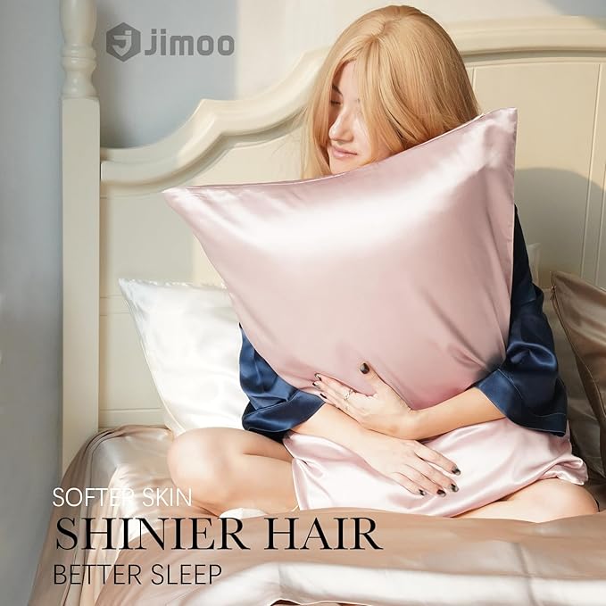 100% Mulberry Silk Pillowcase for Hair and Skin, 22 Momme Pure Natural Silk Pillow Case Both Sided with Zipper, Pillow Cover for Women Mom Men (Light Pink, Queen 20''×30'', 1 Pack)