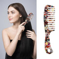 Large Wide Tooth Hair Comb,[Tortoise Shell] Cellulose Acetate Round Tooth Comb for Straight/Curly Hair,Short/Long Hair Women Men or Kids,Easy Detangling Wet or Dry,Anti-static (Multi-colored)