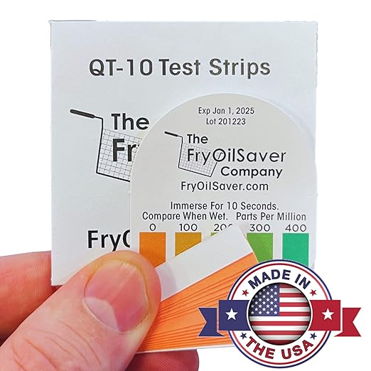 Steramine Quat Test Strips for Food Service by FryOilSaver Co., 10 x 15 Litmus Paper, 150x QT-10 Test Strips Measures 0-400 PPM, Color Chart for Testing Steramine Quaternary Tablet Sanitizing Solution