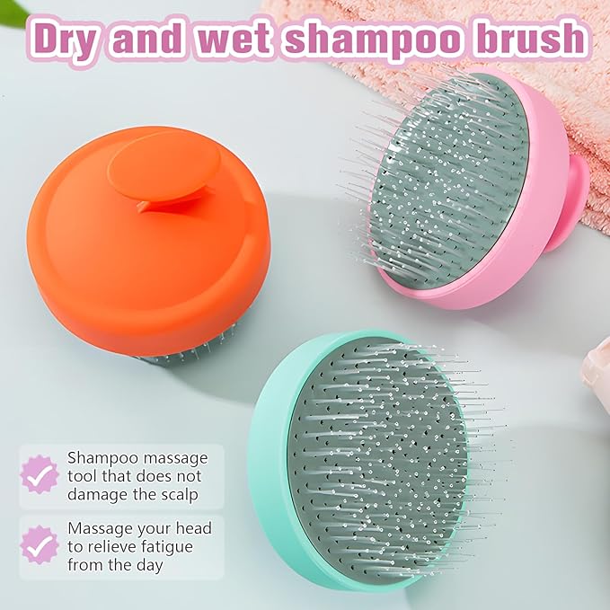 Portable Travel Scalp Cleansing Brush - Dual-Use Dry/Wet Exfoliator Removes Dandruff&Buildup,Suitable for Both Men&Women.Pink