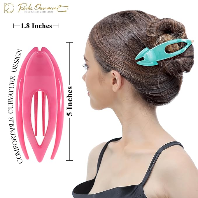 RC ROCHE 6 Pcs Flat Hair Clips Big Claw for Thick Hair French Duckbill Women No Slip Side Slide Curved Alligator Concord Strong Grip Hold Volume Lay Down Clamp, Large Pastel Multicolor