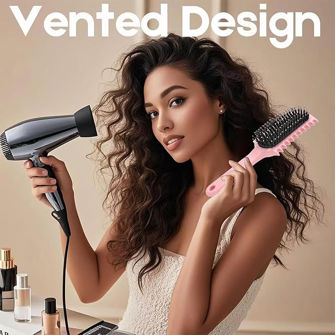 Curly Hair Brush, Volume Curl Defining Brush for Detangling Shaping and Styling Women's Curls, Reduce Pulling (Pink)