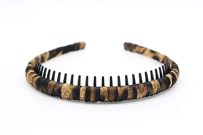 Leopard Print hairbands,hair Headbands for women,Fashion Hair Accessories,Non-slip Resin comb teeth hair hoop ((Pack of 4))