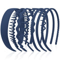 VELSCRUN 7 Pcs Different Headbands for Women Navy Blue Hair Bands for Women's Wavy Curly Hair Non Slip Plastic Head Bands with Teeth Comb Headband Face Wash Hair Accessories Gifts for Women Gilrs