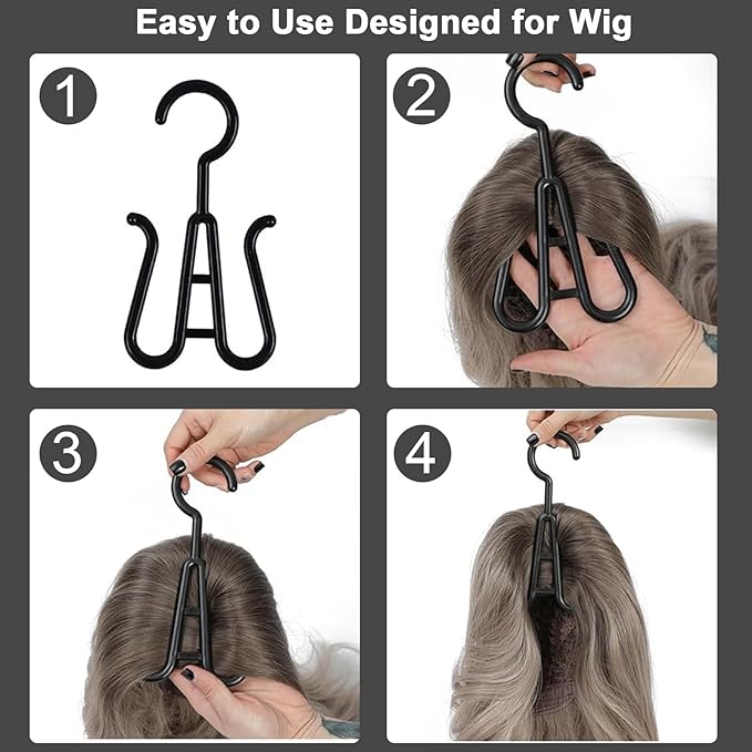 Jonley 4Pcs Wig Storage Wig Bags Storage with Hanger, Wig Storage Bag with Hair Extensions Wigs and Accessories, Breathable and Easy to Carry Home Hair Salon Travel Available (Black 23.5in)