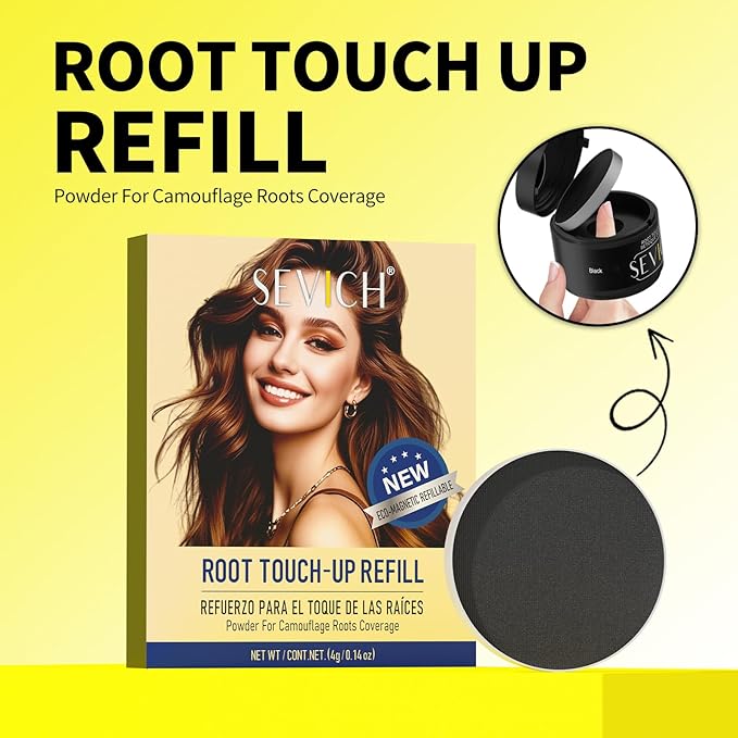 SEVICH Magnetic Replaceable Hairline Powder, Refill Pack 3 Pcs- Interhair Concealer, Environmentally Friendly Replacement, Waterproof and Sweatproof, Long lasting Coverage (Black)