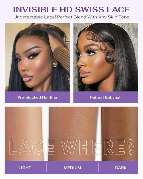 13x6 SKINLIKE Real HD Lace Frontal Wig, 180% Density Ultra-fitted 0.10mm Thin Invisible HD Lace Wig Pre-plucked Hairline Bleached Knots Virgin Human Hair Wigs Body Wave 22 Inch