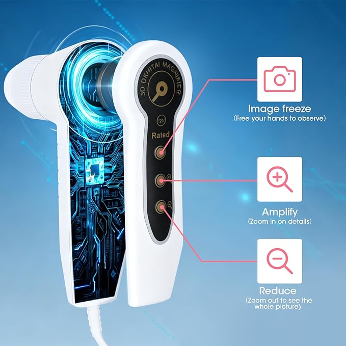 Scalp and Skin Analysis Machine, 5 Inch Digital Scalp Camera with 50x/200x Lenses, Rechargeable Skin Health Detection Use for Home, Spa and Salon