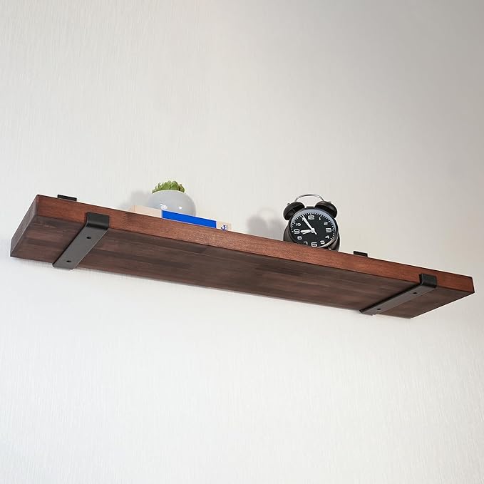 CONSDAN Floating Shelves for Wall Mounted Book Shelf Hanging Shelves Floating Bookshelf for Bedroom, Bathroom, Living Room, Kitchen USA Grown Solid Hardwood, Dark Maple 24x7.5x1.5 in (Set of 3)