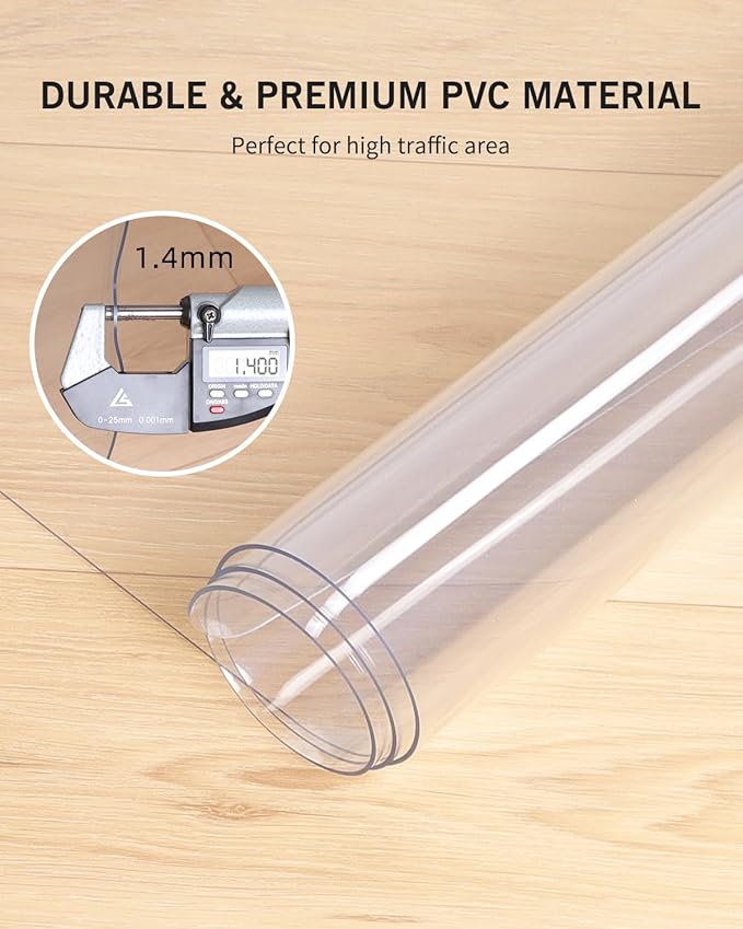 Area Mat for Hard Floor, 3'×5' Transparent PVC Area Rug for Home, Waterproof Durable Floor Protector for Dining Room, Large Anti-scratch Floor Mats for Laundry Room, Baby Play, Kitchen, Pet Litter Mat
