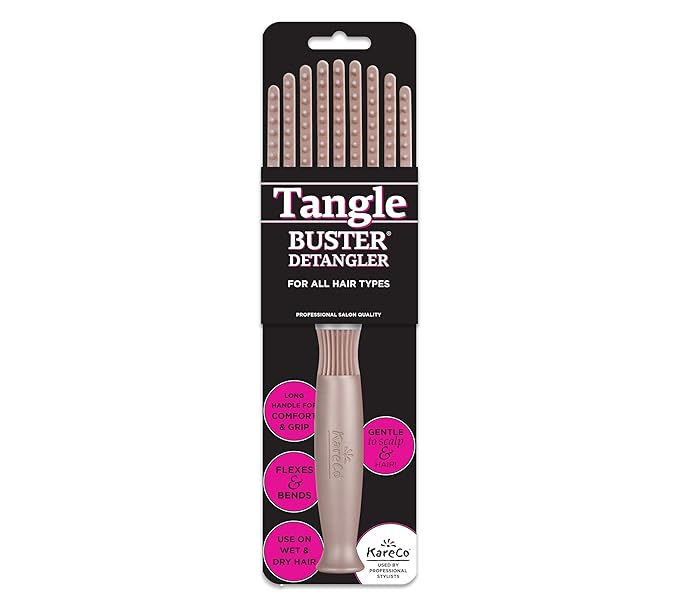Premium Tangle Buster Brush – Soft Nylon Travel-Friendly Bristles – Long Durable Rubber Handle – Ideal for Wet and Dry Hair & Easy Grooming, Cashmere Color