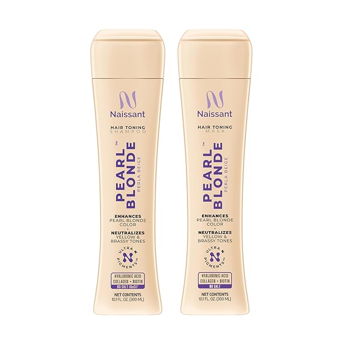 Naissant Set Purple Shampoo & Toning Mask | Eliminates Brassiness | Neutralizes Yellow & Orange Tones | Paraben, Ammonia & Sulfate Free | Pro-Vitamin B5, Olive Oil & Honey (Pearl Blonde) 10.1 Fl Oz