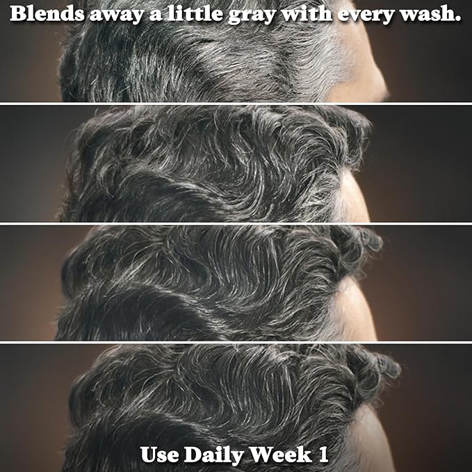 Just for Men Control GX Grey Reducing 2-in-1 Shampoo and Conditioner, Gradual Hair Color with Keratin for Stronger Thicker and Healthier Looking Hair, 4 Fl Oz - Pack of 3 (Packaging May Vary)