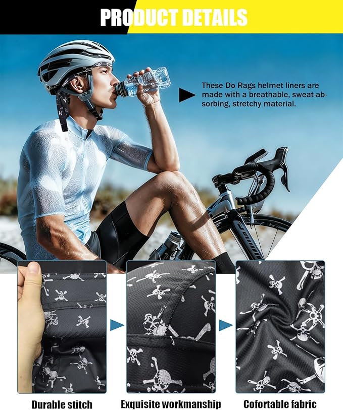 Doo Rags Beanie Hats Skull Caps Dew Rag Bandana Helmet Liner Motorcycle Cycling Cap Do Rag Headwrap for Men and Women
