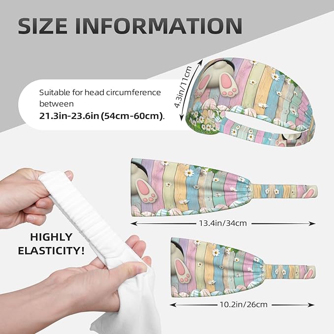 Easter Bunny & Eggs Style Sports Headband for Men Women Moisture Wicking Sweatband for Basketball, Running, Gym