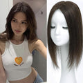 Hair Toppers for Women Real Human Hair, 360° 3D Human with Thinning Upgrade Middle Part Clip in Bangs Topper Hair Pieces for Women Daily (Medium Brown, 16 Inch-3D-Side)