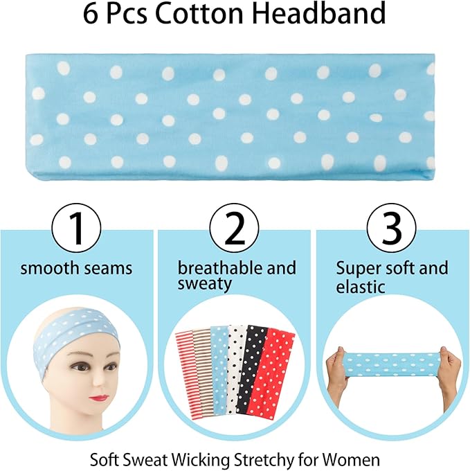 3PCS Headbands for Women Non Slip Elastic Sweat Hairbands Fashion Sports Hair Bands Soft Cloth Fabric Stretchy Headband for Workout Yoga Running