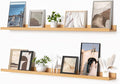 Heimlove Picture Ledge Shelf, Floating Shelves Set of 2, 48 Inches Picture Shelf for Wall with Ledge, Kids Bookshelf Wall Mounted for Living Room Bedroom Decor Books Photo Frames, Natural Oak