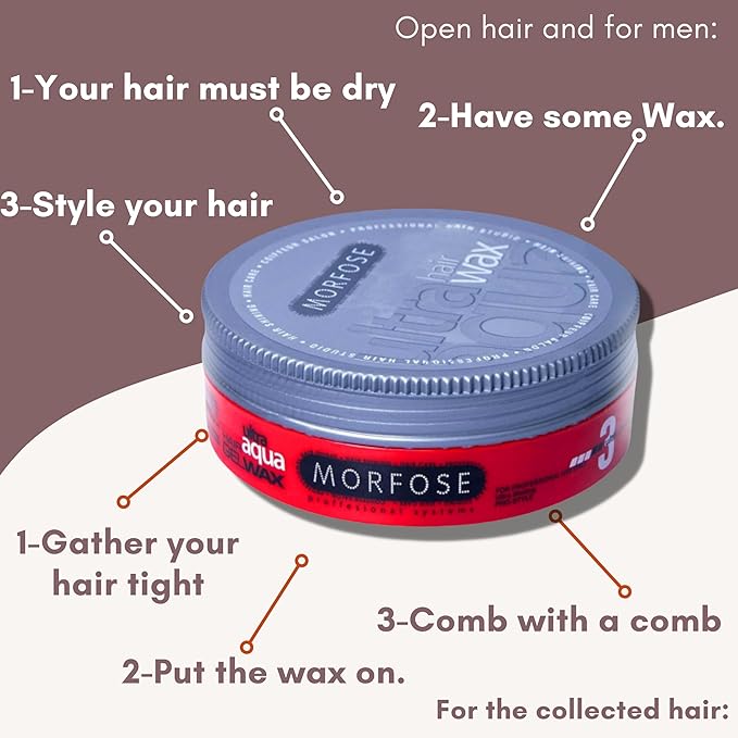 Morfose Ultra Aqua Hair Gel Wax with Shiny and Strong Flexible 3 Hold, Manage Flyaways, Braids, and Curls, Hair Styling for Women and Men, Strawberry Scent, 5.92 Fl. Oz, (ultra aqua)