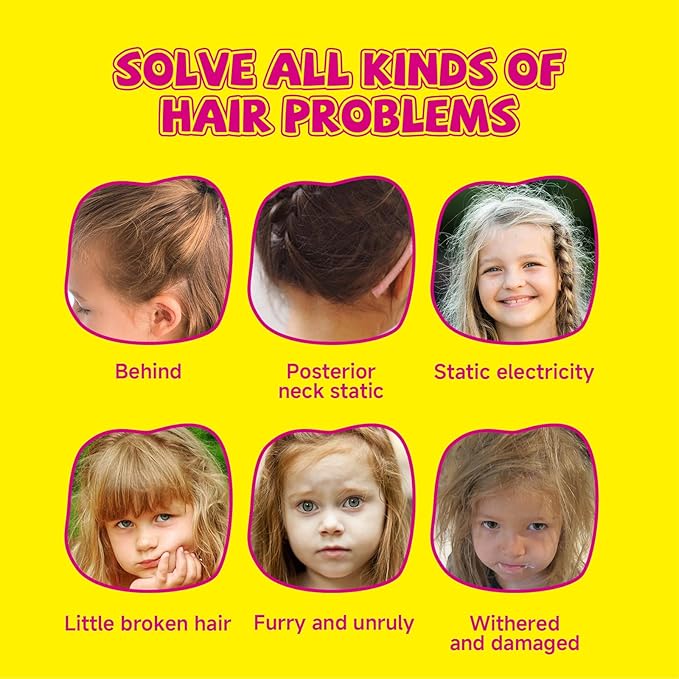 SEVICH Kids Hair Gel for Girls & Boys 80ml - Hair Finishing Stick Styling Gel for Kids, Plant-Based Formula with Comb Design, Frizz Control & Easy Wash (Cartoon Bottle)