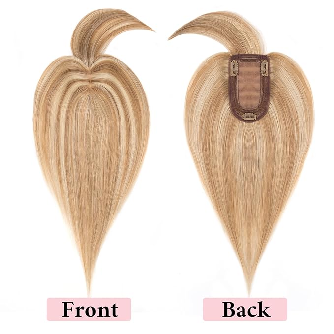 SEGO 100% Real Human Hair Toppers, with Air Bangs, Silk Base 150% Density, Clip in Topper, 2.7肺5.1・ HairPieces for Women, with Thinning/Hair Loss Cover Gray