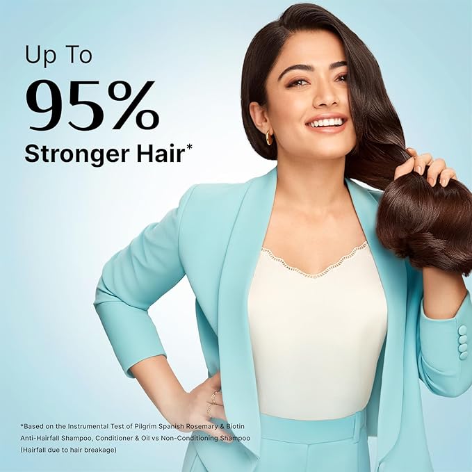 Pilgrim Spanish Rosemary & Biotin Anti Hairfall Conditioner for Reducing Hair Loss & Breakage | Upto 95% stronger hairs | Suitable for all hair types | For Men & Women 6.76 Fl Oz (200ml)