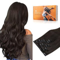 DOORES Human Hair Extensions Clip in Dark Brown 24 Inch 120g 7pcs Straight Clip in Remy Hair Extensions Natural Hair Extensions