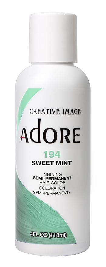 Adore Semi Permanent Hair Color (194 Sweet Mint) | Vegan & Cruelty-Free Green Hair Dye | No Ammonia, No Peroxide, No Alcohol | 4 Fl Oz (Pack of 1)