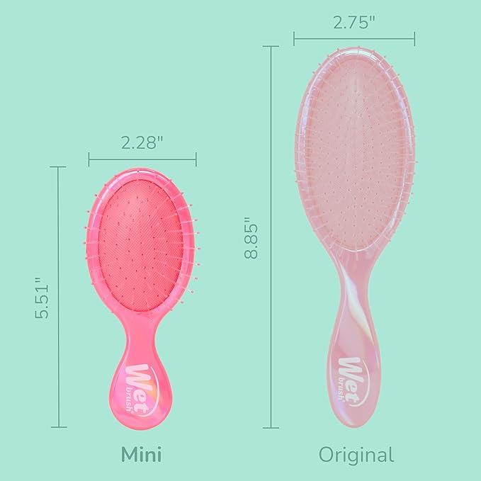 Wet Brush Mini Detangler Hair Brush for Gentle Knot Removal, Compact Travel Size, Soft Bristles for Pain-Free Detangling, Less Breakage, Works on All Hair Types, Limited Edition, Prismatic Glow Pink