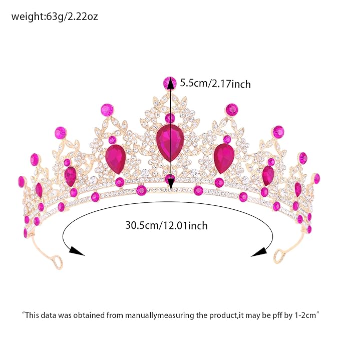 Princess Tiara and Crown for Women Wedding Tiaras for Bridal Tiaras and Crystal Crowns Rhinestone Headband Metal Hair Accessories for Costume Birthday Party Prom Gifts