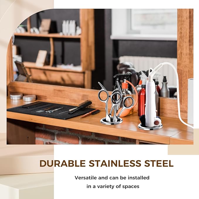 6 Pcs 3.0" 2.0" 1.5" Canister Hair Dryer Holder Insert Salon Station Stainless Steel Hot Iron Appliance Tube Hair Tool Holder Tube Organizer for Vanity Hairdresser Bathroom