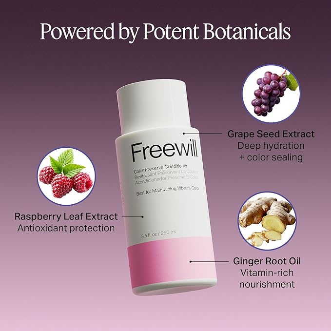Freewill Color Preserve Conditioner, Rich, Moisturizing and Nourishing Conditioner for Color-Treated Hair, Fights Color Fade to Help Maintain Color Vibrancy, 8.5 oz