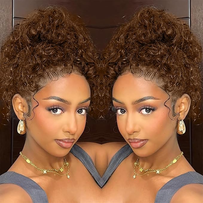 13x6 SKINLIKE Real HD Lace Frontal Wigs 250% Density Chocolate Brown Deep Curly Lace Front Wigs Human Hair 0.10mm Ultra-thin HD Lace Pre-Plucked with Baby Hair Brazilian Wig 22 Inch