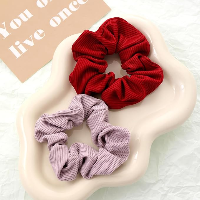 2-Piece Women's Winter Volumizing Hair Tie - Knitted Plush Hair Tie, Thickened Elastic Hairband, Suitable for Ponytails, Comfortable Hair Accessory (Pink)