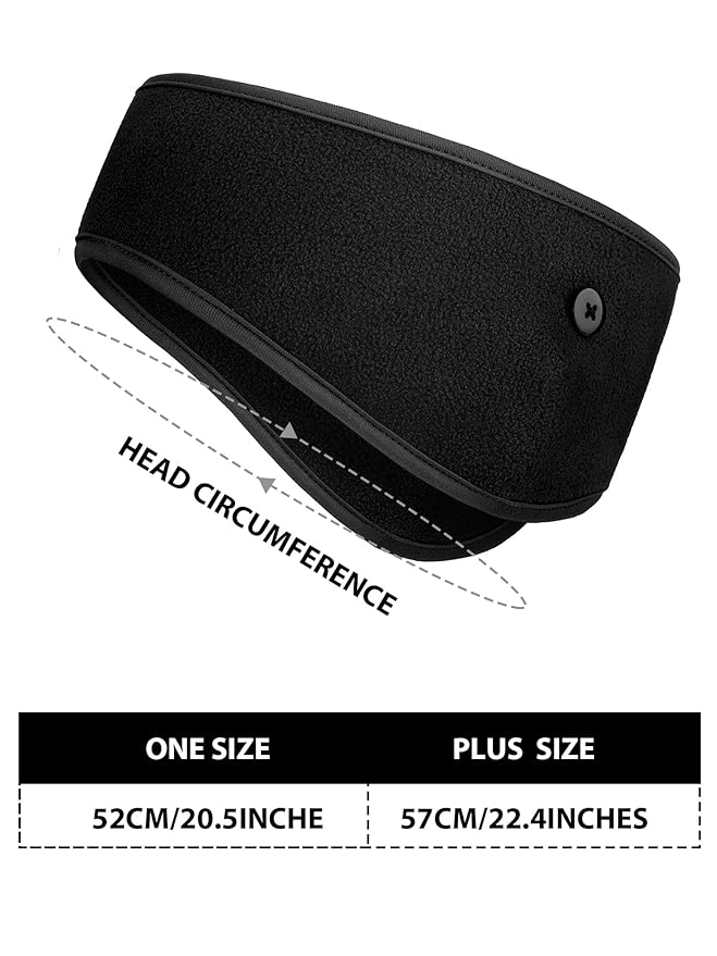 Syhood 6 Pieces Winter Fleece Ear Warmer Headband Ear Muffs Head Wraps with Winter Fleece Neck Warmer Gaiter (Black, Dark Grey, Navy Blue,Plus Size)