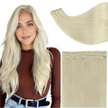 Full Shine Human Hair Clip in Extensions Platinum Blonde Human Hair Invisible Clip in Extensions Long Straight Hair 20 Inch for Thin Hair Ease of Use 60 Grams 3 PCS