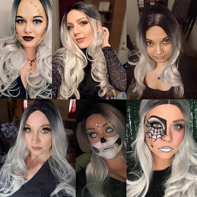 Grey Bundles Human Hair Ombre Body Wave Bundle Brazilian Virgin Soft and Silky Remy Hair 3 Bundles 18 20 22 Inch Double Weft 2 Tone Black and Silver Body Wave Bundle 300g