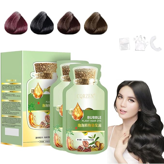 HUANG YI Natural Plant Hair Dye, New Botanical Bubble Hair Dye 30ml 10Packs/Box, Pure Plant Extract for Grey Hair Color Bubble Dye, New Botanical Bubble Hair Shampoo(Dark Brown)