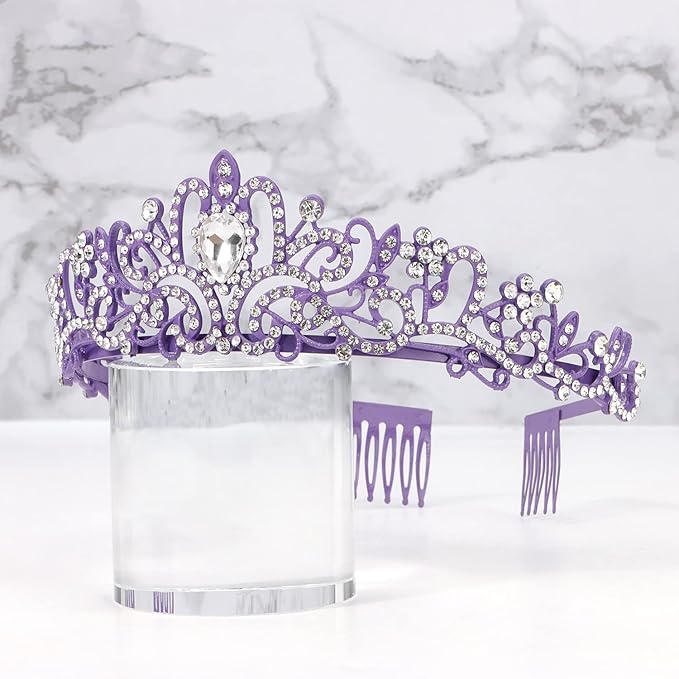 Didder Purple Tiara Crown Headband Princess Crowns for Women Girls with Combs Princess Tiaras for Little Girls Bridal Wedding Prom Birthday Party Halloween Princess Costume Crown