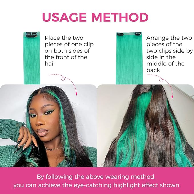 Lashey Seamless Clip in Hair Extensions Human Hair 4pcs 37g Green 14 Inch Straight Hair Extensions Clip ins with PU Soft Invisi Edge