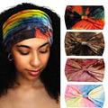 Wide Headbands Stretch Turban Knotted Hairbands Elastic Yoga Workout Sweatband Running Sport Head Scarf Large African Head Wraps for Women 4 Pcs (Set E)