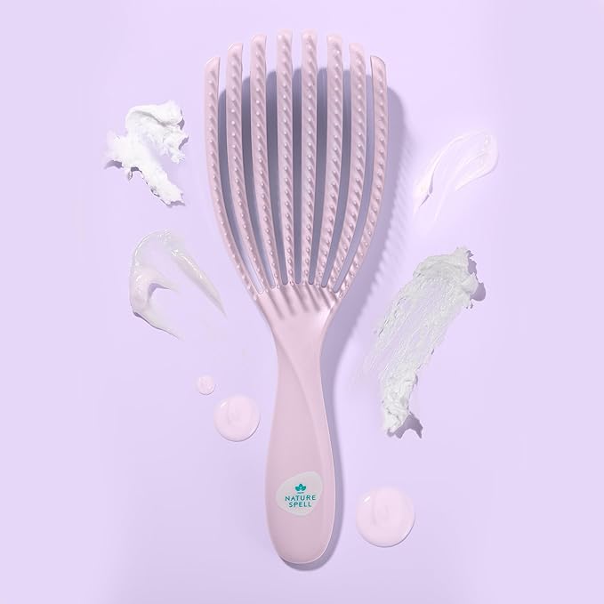 Nature Spell FlexiFlow Detangling Hair Brush, Flexible Strands for Gentle Brushing, Eliminates Knots & Reduces Breakage, Suitable for All Hair Types, Purple